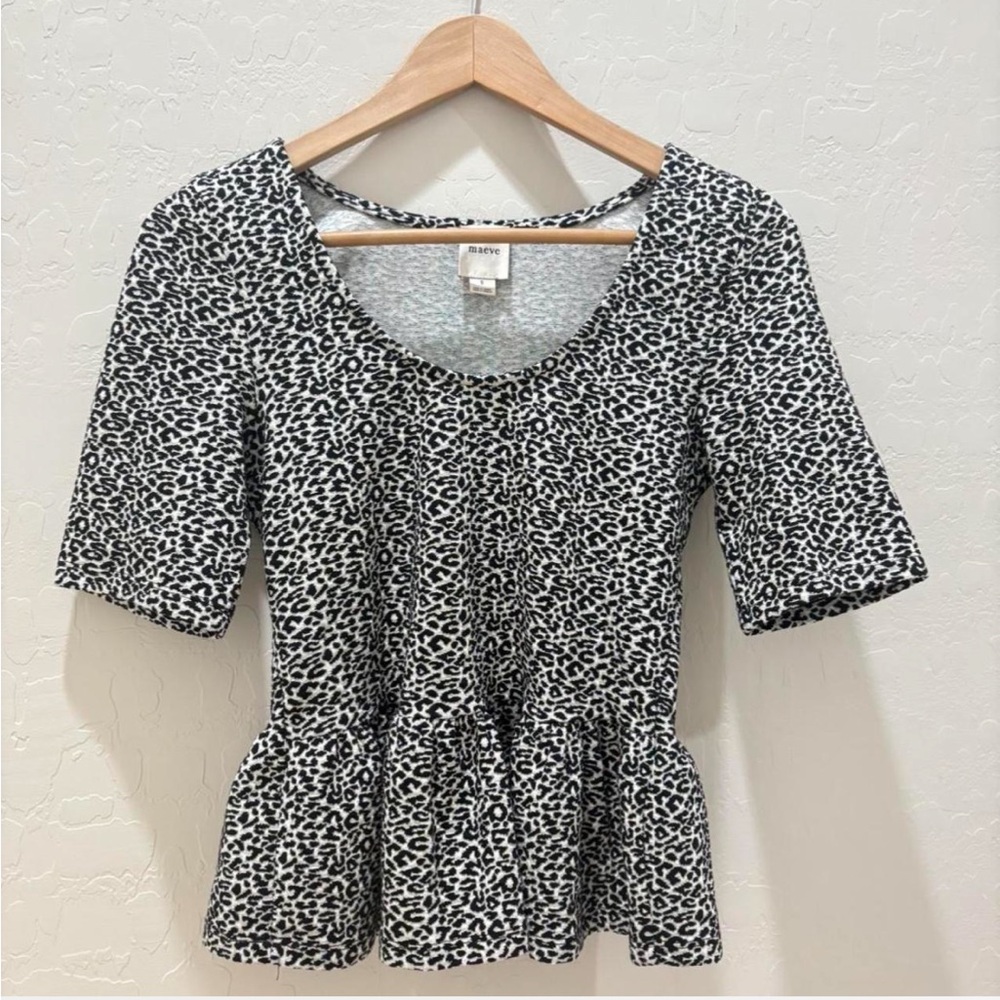 Maeve Black and White Patterned Blouse